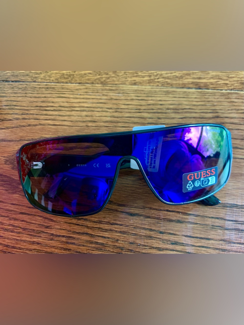 GUESS Sunglasses GO00055 01C Black matte blue light mirror lens logo accent NWT
